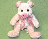 PLUSH PIG WALMART PINK STUFFED ANIMALS 7&quot; SITTING with BOW SOFT TOY BEAD... - £3.52 GBP