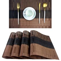 Set of 4 Elegant &amp; Washable Placemats - Durable Brown Vinyl for All Occa... - $21.73