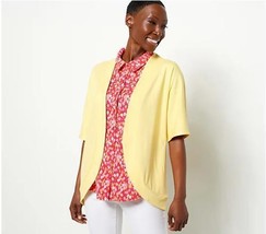 Isaac Mizrahi Live! Essential Pima Cotton Front Cardigan (Buttercup,XXS) A491884 - £14.69 GBP