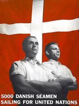 5000 Danish Seamen Sailing For US - 1940&#39;s - World War II - Propaganda Poster - £7.98 GBP+