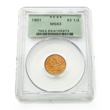 1901 Or Liberty Tête Quarts Aigle Classé Par PCGS Comme MS-63 Old Support - $22,078.22 MXN