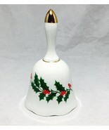 Christmas Dinner white bell porcelain gold trim and holly berry made in ... - £6.95 GBP