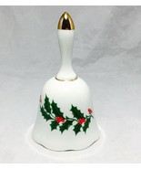 Christmas Dinner white bell porcelain gold trim and holly berry made in ... - $8.86