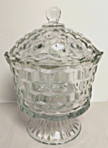 Home Interiors Vintage Lady Love Compote Crystal Clear Lidded Dish Candi... - $15.96