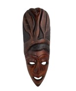 Vintage Hand Carved &amp; Painted Long Wooden African Tribal Mask Hanging Wa... - $889.33 MXN