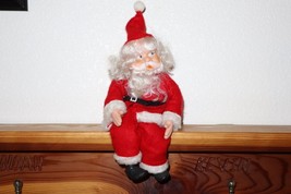 Vintage Christmas Santa Claus Plastic Face Doll  Figure Seated 12&quot; - $213.11 MXN