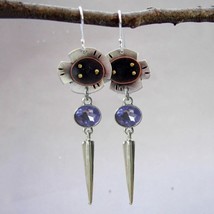 Piral blue stone drop earrings womens tribal jewelry lapis lazuli silver ethnic pendant thumb200