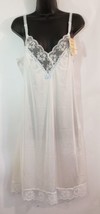 Vintage Vanity Fair White Blue Ribbon Lace Full Slip NWT Size 36 Nylon Sheer USA - £77.83 GBP