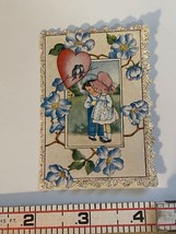 Whitney Made Valentine card Girl and boy birds heart 1928 - $20.57
