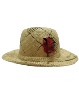 Straw Hat Side Feathers Farm Straw Country Beach Chic Womens One Size Cr... - £11.79 GBP