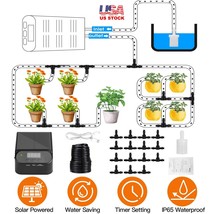 Solar Powered Automatic Drip Irrigation System Kit For Patio Garden Gree... - $63.99