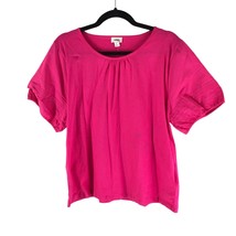 J. Crew Factory Womens Pleated-Sleeve Top Blouse Pink XL - £10.22 GBP