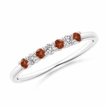 ANGARA Half Eternity Seven Stone Garnet and Diamond Wedding Band in 14K Gold - £404.63 GBP