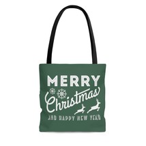 Merry Christmas Logo Two Deers Eden Winter Handbag Reusable Grocery Bags Shoppin - £14.10 GBP+