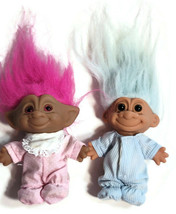 2 Vintage Troll Dolls Russ Toys Pajama PJ Playmates  5&quot; Tall - £23.94 GBP