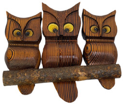 VTG Retro Witco Tiki 3 Owls Birds on Branch Hawaiian Mid Century Modern Rustic - £106.47 GBP