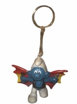 Smurf With Hang Glider Red &amp; Yellow Wings Keychain Figure 1979 Vintage S... - £8.92 GBP