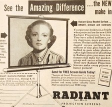 1947 Radiant Projection Movie Screen Advertisement Vintage Home Movies E8K - $28.02 CAD