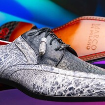 Lucca Stingray and Ostrich Dress Derby's Shoes Gray Newspaper image 7