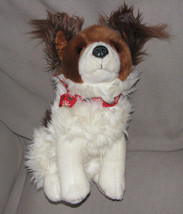 Circo Stuffed Plush Puppy Dog Cream Ivory Brown Fluffy Furry Snowflake Bow - £28.03 GBP