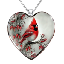 Cardinal Heart Pendant Necklace - New - £10.34 GBP