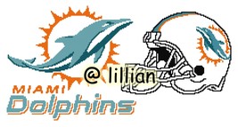 Nfl ~ Miami Dolphins Helmet Set Cross Stitch Pattern P D F - £6.35 GBP