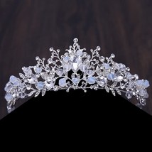 Crystal Heart Wedding Jewelry Sets Rhinestone Crown Tiara Choker Necklace Earrin - £33.04 GBP