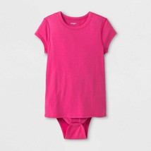 Cat &amp; Jack Girls&#39; Adaptive Short Sleeve Bodysuit Hot Magenta Pink L (10/12) NWT - £6.46 GBP