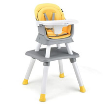 6-in-1 Convertible Baby High Chair with Adjustable Removable Tray-Yellow... - £109.22 GBP