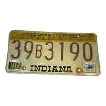 Vintage Indiana License Plate 1984 Hoosier State WHITE YELLOW BROWN Tag  39B3190 - £11.02 GBP
