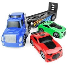 Boley Giant 26&quot; Big Rig Truck Hauler Trailer with 2 Race Cars - Great Kids Truck - £20.39 GBP