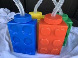 Toy Block Lego Shaped Water Bottle New complete set red blue green Yellow - $24.20