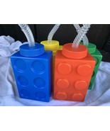 Toy Block Lego Shaped Water Bottle New complete set red blue green Yellow - $24.20