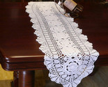 White Vintage Hand Crochet Doilies Table Mat Oval Lace Doily 12x47inch - £10.35 GBP