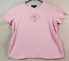 Lauren Ralph Lauren T Shirt Top Womens Medium Pink Short Sleeve Round Neck Logo - £8.66 GBP