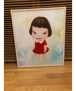 YOSHITOMO NARA: Oil Painting (copy) in Maple Frame - Girl in A Red Dress. NEW - $285.00