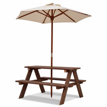 Children Outdoor 4 Seat Kids Picnic Table Bench With Folding Umbrella - £116.48 GBP