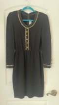 St John Evening by  Marie Gray Knit Black Dress Size 2 Gold and Sparkle ... - $1,672.49 MXN