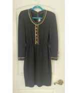 St John Evening by  Marie Gray Knit Black Dress Size 2 Gold and Sparkle ... - $89.10