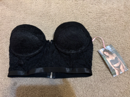 NEW Fantasy Lingerie Midnight Garden Black Bustier Longline Bra Crop Top... - $10.39