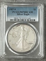 1987-S American Proof Silver Eagle-PCGS- PR70 DCAM - £272.80 GBP