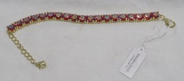 Park Lane High Polished Gold Iridescent Coral Reds Impression Bracelet 7"+2" - $107.48