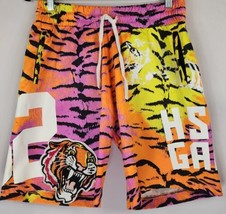 Hustle Gang Shorts Mens Medium Multi Color Front Tie with Tiger Patch Sh... - £35.03 GBP