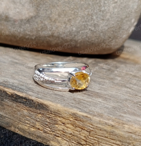 Natural Citrine Women Ring Oval Citrine Ring 925 Sterling Silver Ring Jewelry - £42.82 GBP