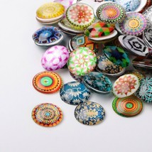 8 Mandala Cabochons 25mm Circle Flat Domed Assorted Flatbacks Glass Lot Mosaic - £4.07 GBP