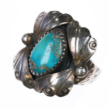 sz7.5 Vintage Navajo Blue Gem turquoise sterling ring - $181.91