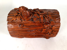 Exquisitely Carved Wooden &#39;Ditty Box&#39;, Faux Log, Incredible Detail, 1930s(?) - £65.34 GBP