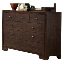 57 Inch Espresso Solid and Manufactured Wood Nine Drawer Double Dresser - $12,282.77 MXN