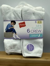 Hanes Women&#39;s White Crew 5 Pair Soft &amp; Cushioned Socks Shoe Size 8-12 Extended - £6.75 GBP