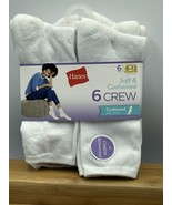 Hanes Women&#39;s White Crew 5 Pair Soft &amp; Cushioned Socks Shoe Size 8-12 Ex... - £6.75 GBP